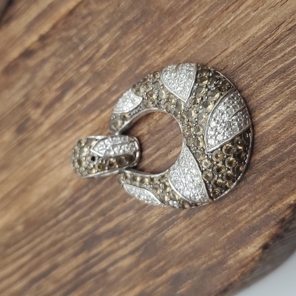 Jade of Yesteryear Art Deco Carved Jade and CZ Pendant with  Hsn sterling silver‎ Bling art deco amulet pendant
